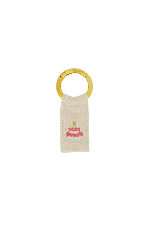 Ansichtkaart sleutelhanger taart wit/roze