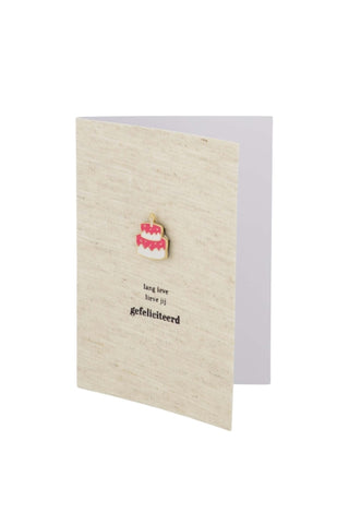 Wenskaart magneet taart linnen/roze