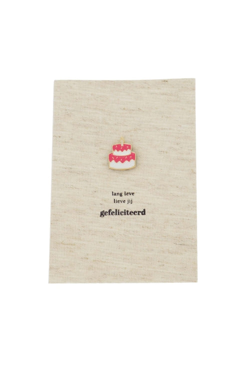 Wenskaart magneet taart linnen/roze