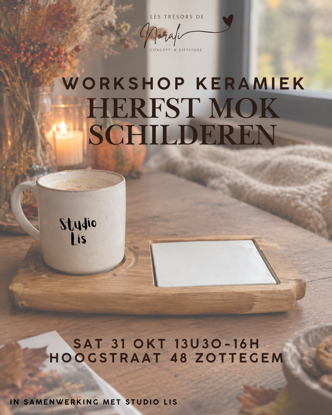 Workshop Herfstmok Schilderen 31/10 13u30 - 16u