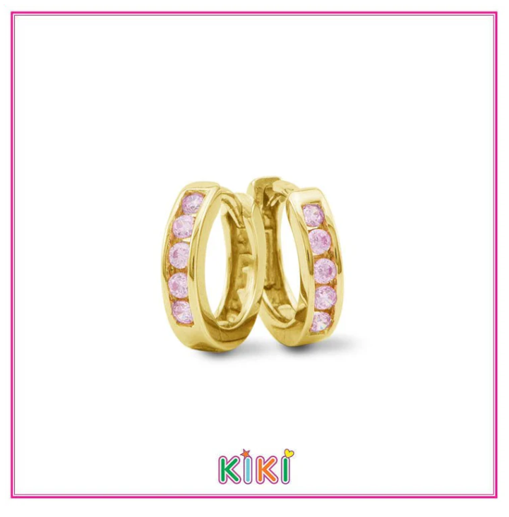 Zilveren kinderoorbellen creolen/oorringen goldplated met zirconia (#colors)