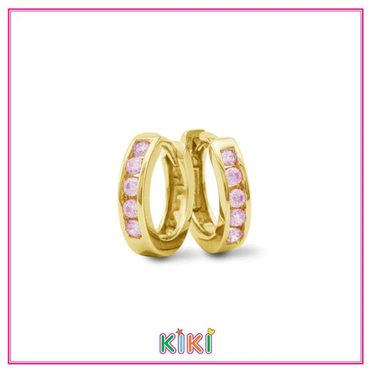 Zilveren kinderoorbellen creolen/oorringen goldplated met zirconia (#colors)