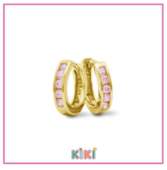 Zilveren kinderoorbellen creolen/oorringen goldplated met zirconia (#colors)