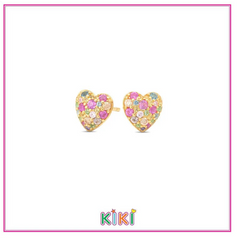 Zilveren kinderoorbellen gold plated hartje multi | Kiki