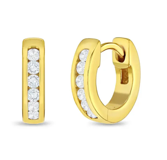 Zilveren kinderoorbellen creolen/oorringen goldplated met zirconia (#colors)