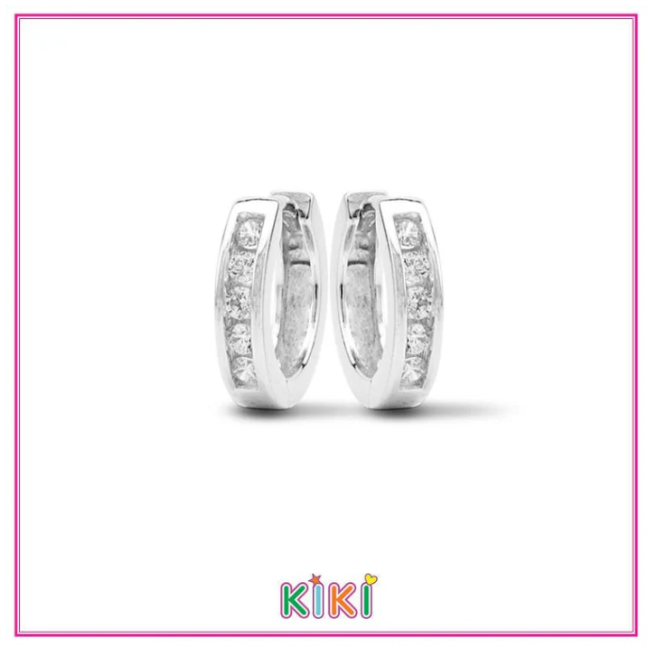 Zilveren kinderoorbellen creolen/oorringen goldplated met zirconia (#colors)